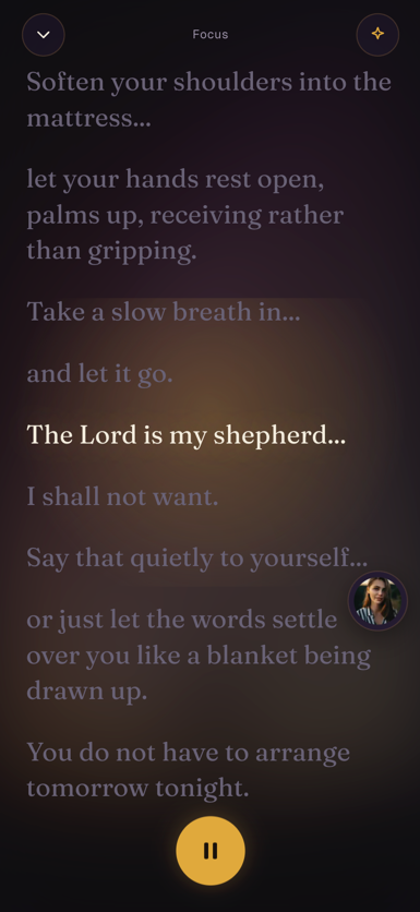 A meditation with words settling over a starry night background